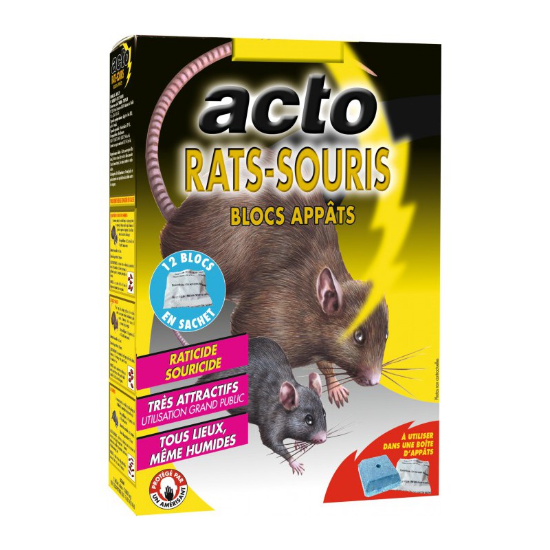 Raticide / Souricide - Blocs appâts - 240 Grs - ACTO - Rongeurs - BR-676988