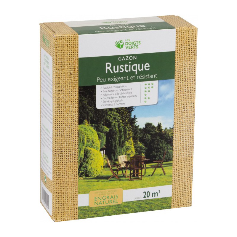 Gazon rustique enrichi - 20 mÂ² - 0.5 Kg - LES DOIGTS VERTS - Gazon et pelouse - BR-817431