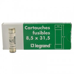 Cartouches industrielles cylindriques - 8.5 x 31.5 mm - 2 A - Sans voyant - Boîte de 10 - LEGRAND - Fusibles - BR-569836