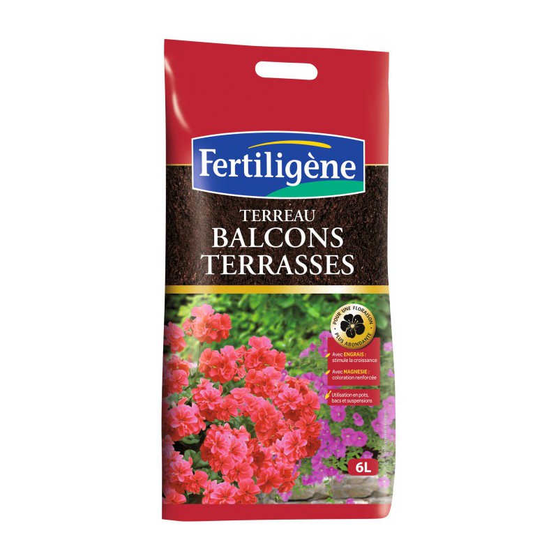 Terreau balcons et terrasses - 6 L - FERTILIGENE - Terreau - BR-131399