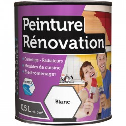 Peinture multi-surfaces - Rénovation - 0.5 L - Blanc - BATIR - Peintures - BR-980163