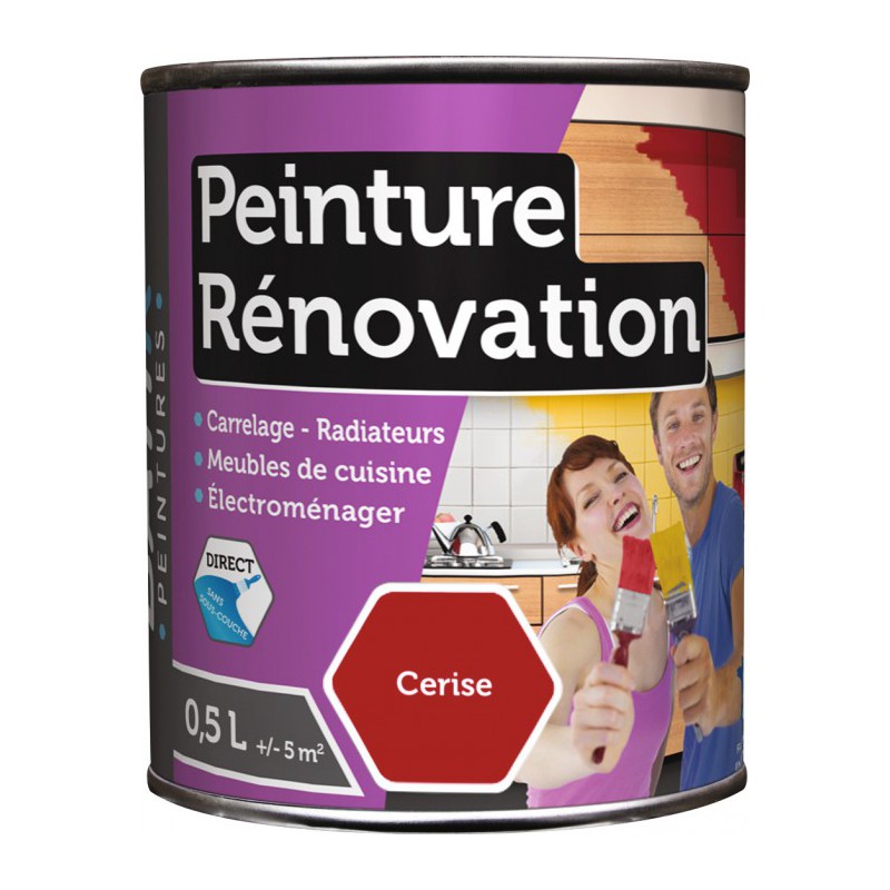 Peinture multi-surfaces - Rénovation - 0.5 L - Cerise - BATIR - Peintures - BR-980165