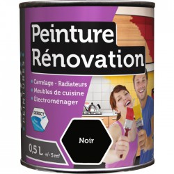 Peinture multi-surfaces - Rénovation - 0.5 L - Noir - BATIR - Peintures - BR-980167