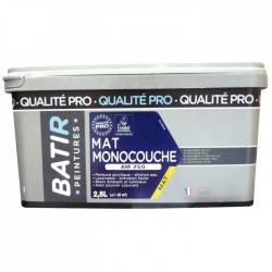 Peinture monocouche - Aspect Mat - Blanc - 2.5 L - BATIR - Peintures - BR-750475