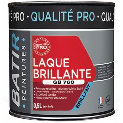 Peinture laque - Blanc - Glycéro - 0.5 L - Aspect brillant - BATIR - Peintures - BR-750565