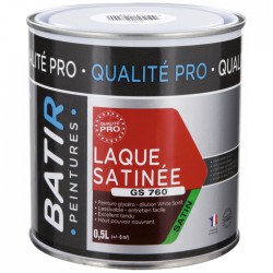 Peinture laque - Blanc - Glycéro - 0.5 L - Aspect satiné - BATIR - Peintures - BR-750567