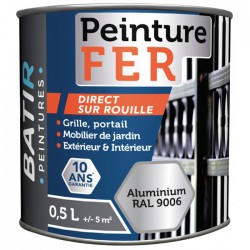 Peinture fer - Brillant - Aluminium - 0.5 L - BATIR - Peintures - BR-752500