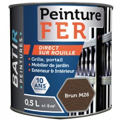 Peinture fer - Martelé - Brun - 0.5 L - BATIR - Peintures - BR-752510