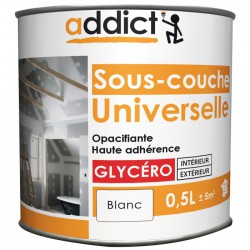 Sous-couche universelle - Opacifiante - Glycéro - Blanc - 0.5 L - ADDICT - Peintures - BR-752488