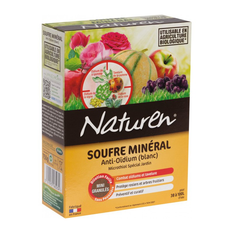 Souffre minéral pour lutter contres les maladies - 750 Grs - NATUREN - Agriculture biologique - DE-225046