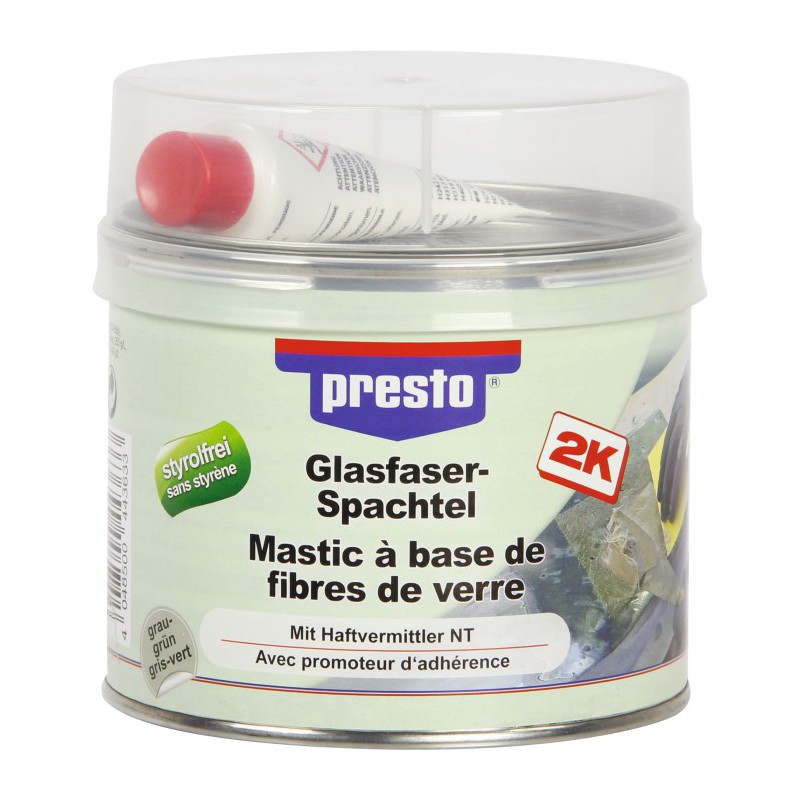 Mastic polyester avec fibre de verre - 1 Kg - Gris clair - PRESTO - Autres Mastics - BR-505164