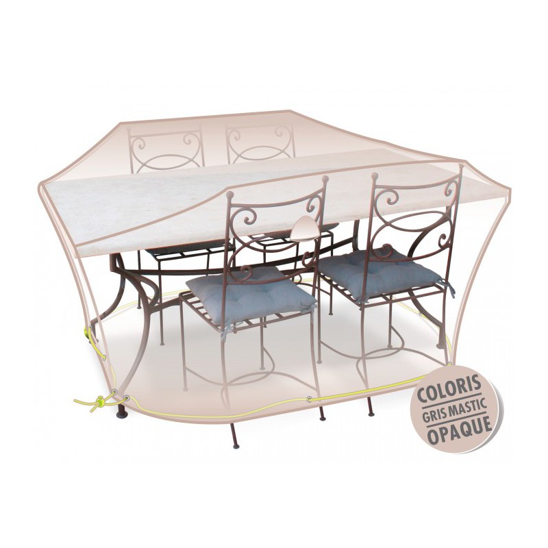 Housse de protection - Table + chaises 4/6 pers - Gris mastic - MOREL - Protection mobilier jardin - BR-960346