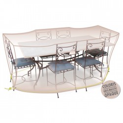 Housse de protection - Table + chaises 6/8 pers - Gris mastic - MOREL - Protection mobilier jardin - BR-960347