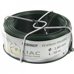 Bobinots fil attache - Acier galvanisé plastifié - Vert - 50 M * 1.6 mm - FILIAC - Fils d'attache grillage - BR-419566