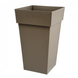 Pot à  fleur carré - Haut - Gamme Toscane - 62 L - Taupe - EDA - Pots carrés - BR-608323