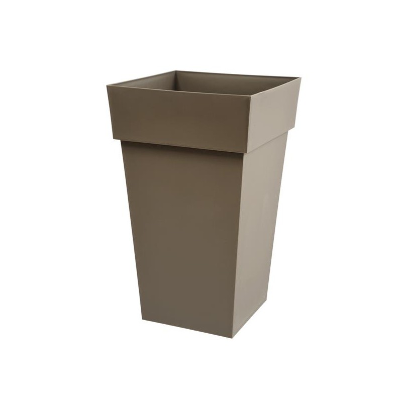 Pot à  fleur carré - Haut - Gamme Toscane - 62 L - Taupe - EDA - Pots carrés - BR-608323