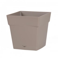 Pot à  fleur carré - soucoupe clipsée réserve d'eau - Gamme Toscane - 10.2 L - Taupe - EDA - Pots carrés - BR-315551