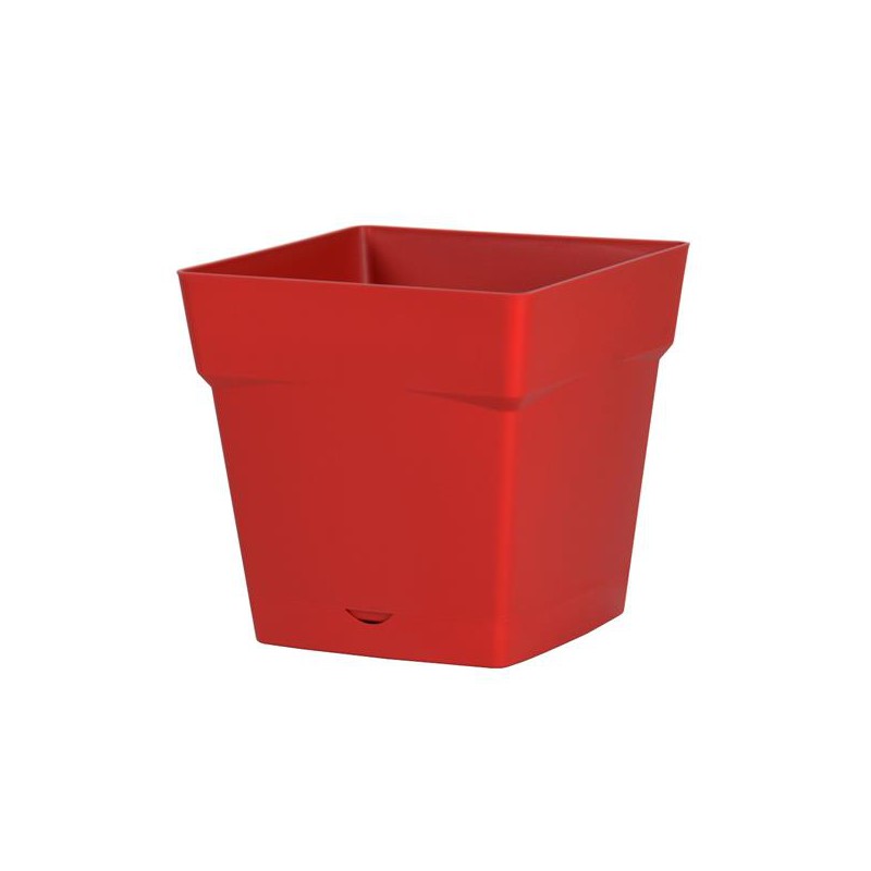 Pot à  fleur carré - soucoupe clipsée réserve d'eau - Gamme Toscane - 10.2 L - Rubis - EDA - Pots carrés - BR-315552