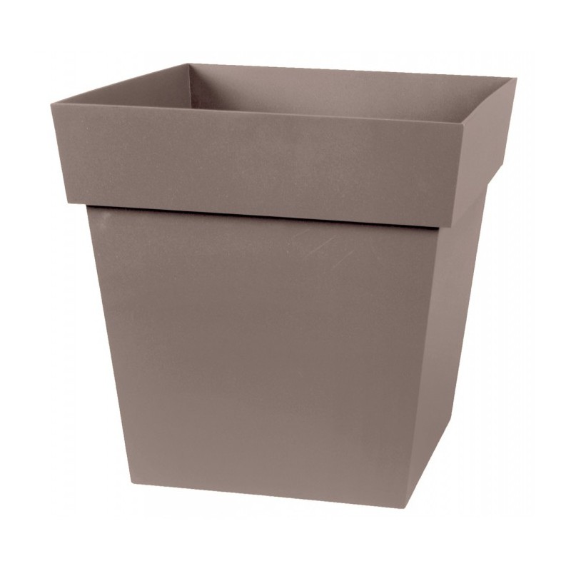 Pot à  fleur carré - Gamme Toscane - 22 L - Taupe - EDA - Pots carrés - BR-315556