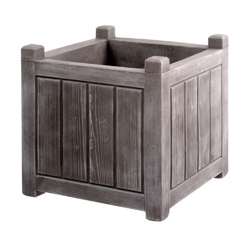 Bac carré avec réserve d'eau - CHARME - Gris cérusé - 67 L - 50 cm - EDA - Pots carrés - BR-101509