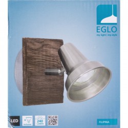 Spot LED - Acier nickel mat et bois - 120 x 120 mm - Filipina - EGLO - Pour l'intérieur - BR-536779