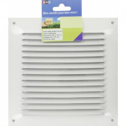 Grille de ventilation avec moustiquaire - métal - Carré - 190 mm - Blanc -DMO - Grille de ventilation - BR-421533