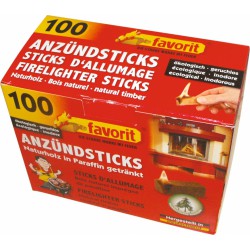 Stick d'allumage en bois naturel - 100 sticks - FAVORIT - Cheminées / Poêles / Chauffage - BR-203435