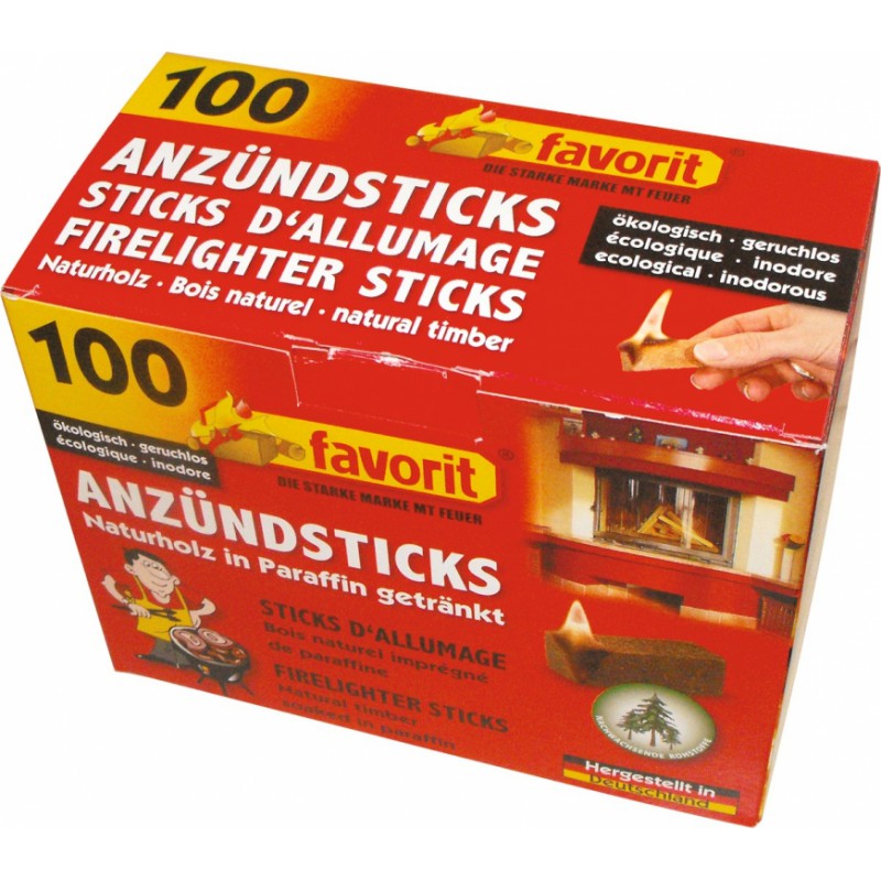 Stick d'allumage en bois naturel - 100 sticks - FAVORIT - Cheminées / Poêles / Chauffage - BR-203435