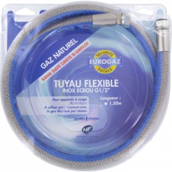 Tuyau flexible inox pour gaz naturel - 1.5 M - EUROGAZ - Tubes et flexibles Gaz - BR-009214