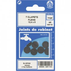 Joint clapet plein pour robinet - Néoprène - 5 x 12.4 mm - Sachet de 7 - GRIPP - Joint clapet plein - BR-547425