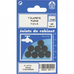 Joint clapet plein pour robinet - Néoprène - 6 x 11.5 mm - Sachet de 7 - GRIPP - Joint clapet plein - BR-547409