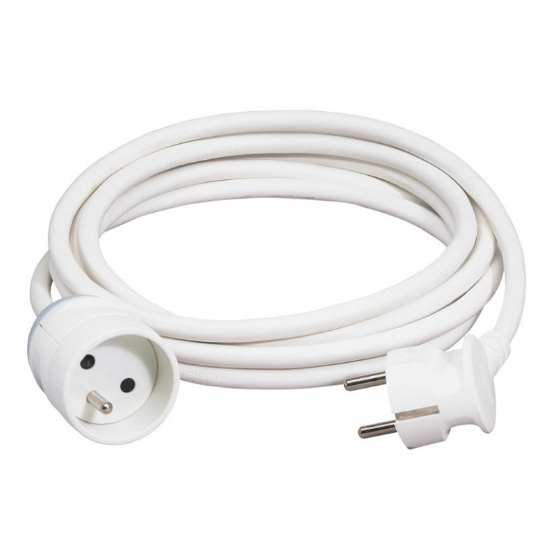 Rallonge pour une fiche avec terre - plastique - 10 m - H05 VV-F 3G 1,5 mmÂ² - Blanc - LEGRAND - Rallonges électriques - BR-4...